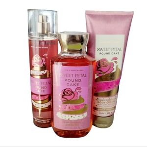RARE Bath and Body Works Discontinued 3-pcs SWEET PETAL POUND‎ CAKE